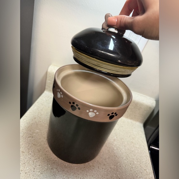 Black and Tan Pet Treat Jar with Paw Prints - Picture 3 of 3